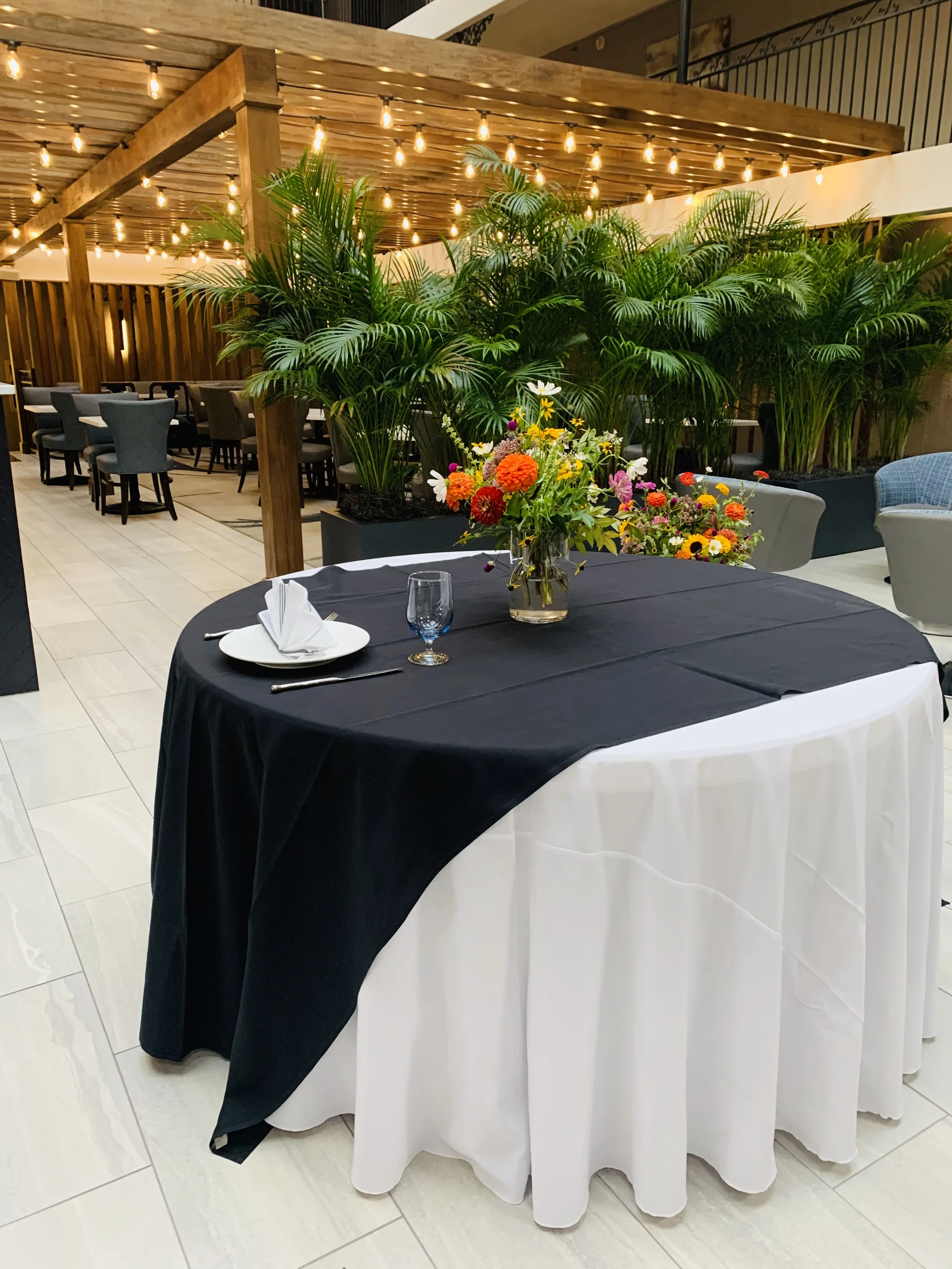 Intimate event setup in The Burgundy atrium
