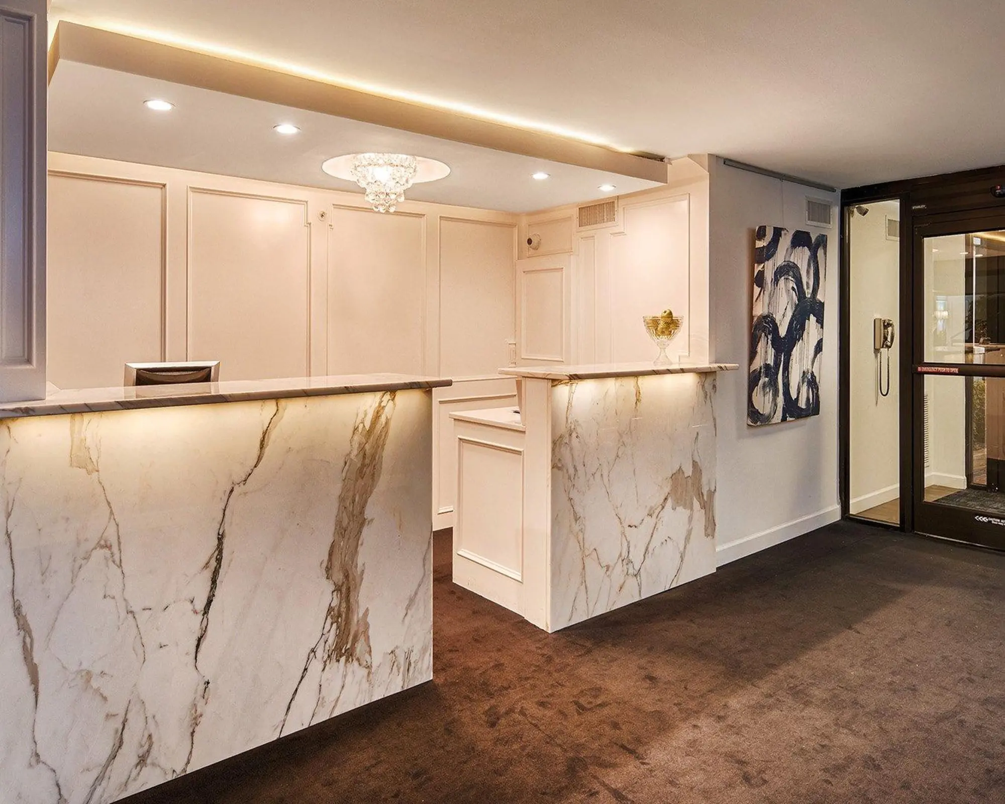 The Burgundy front desk after the 2013 transformation