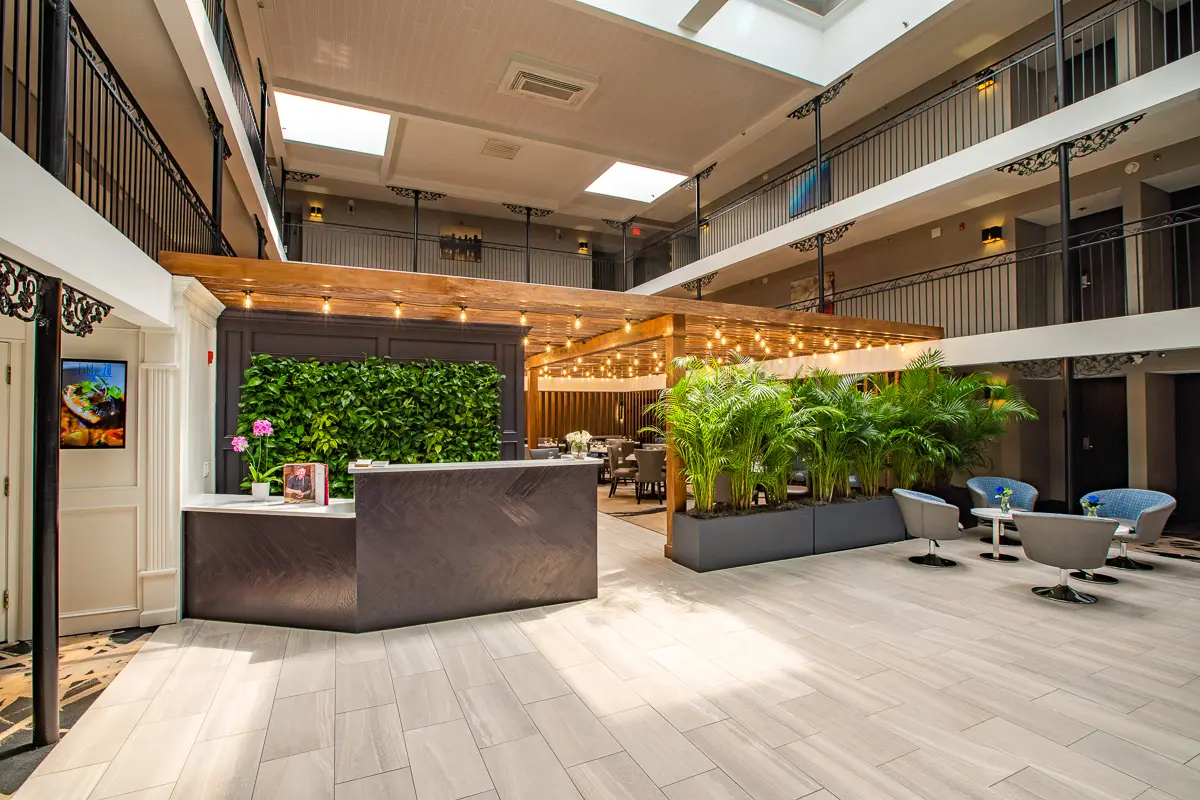 The renovated Burgundy atrium in the Tapestry Collection era